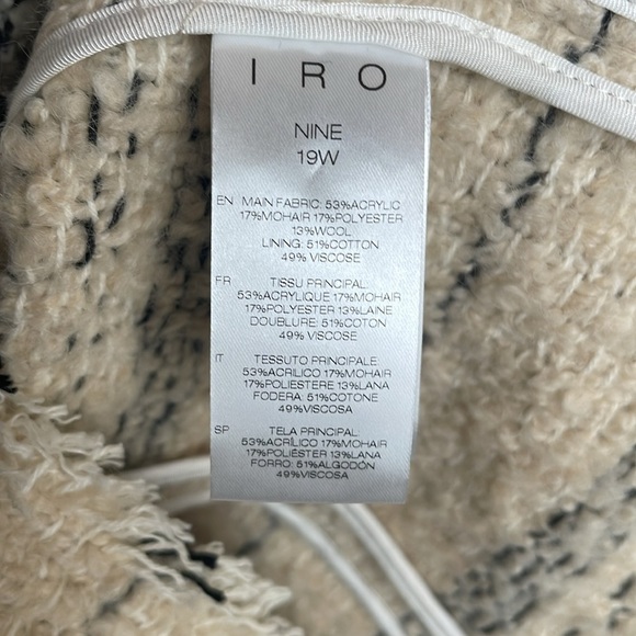 IRO Nine Ecru & Black Mohair Blend Single Snap Jacket EUC - Picture 8 of 8